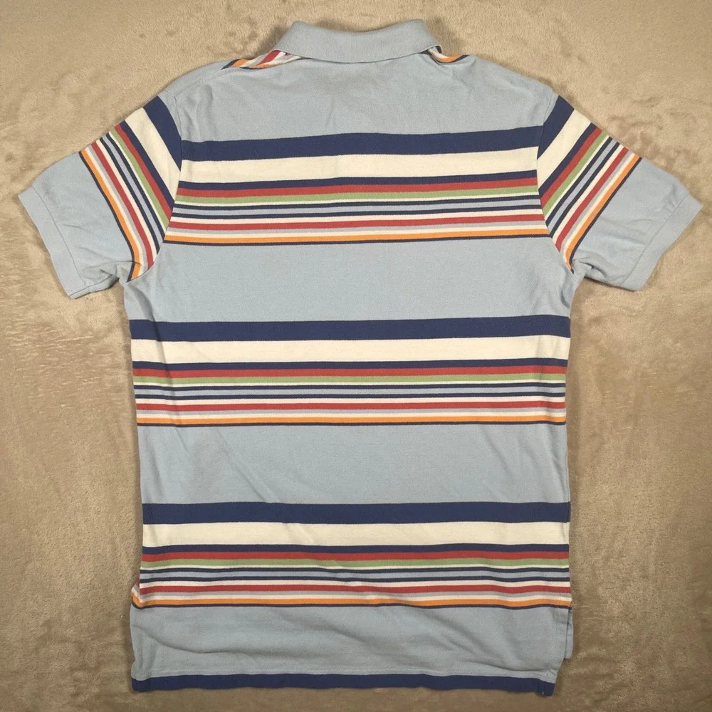 Vintage Polo Ralph Lauren Polo Shirt Multi Stripe Mens Large Blue Short Sleeve